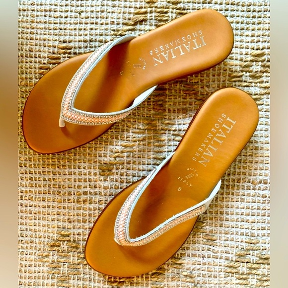 Italian Shoemakers Tan and Peach Wedge Sandals NWT - 8 - Picture 6 of 14